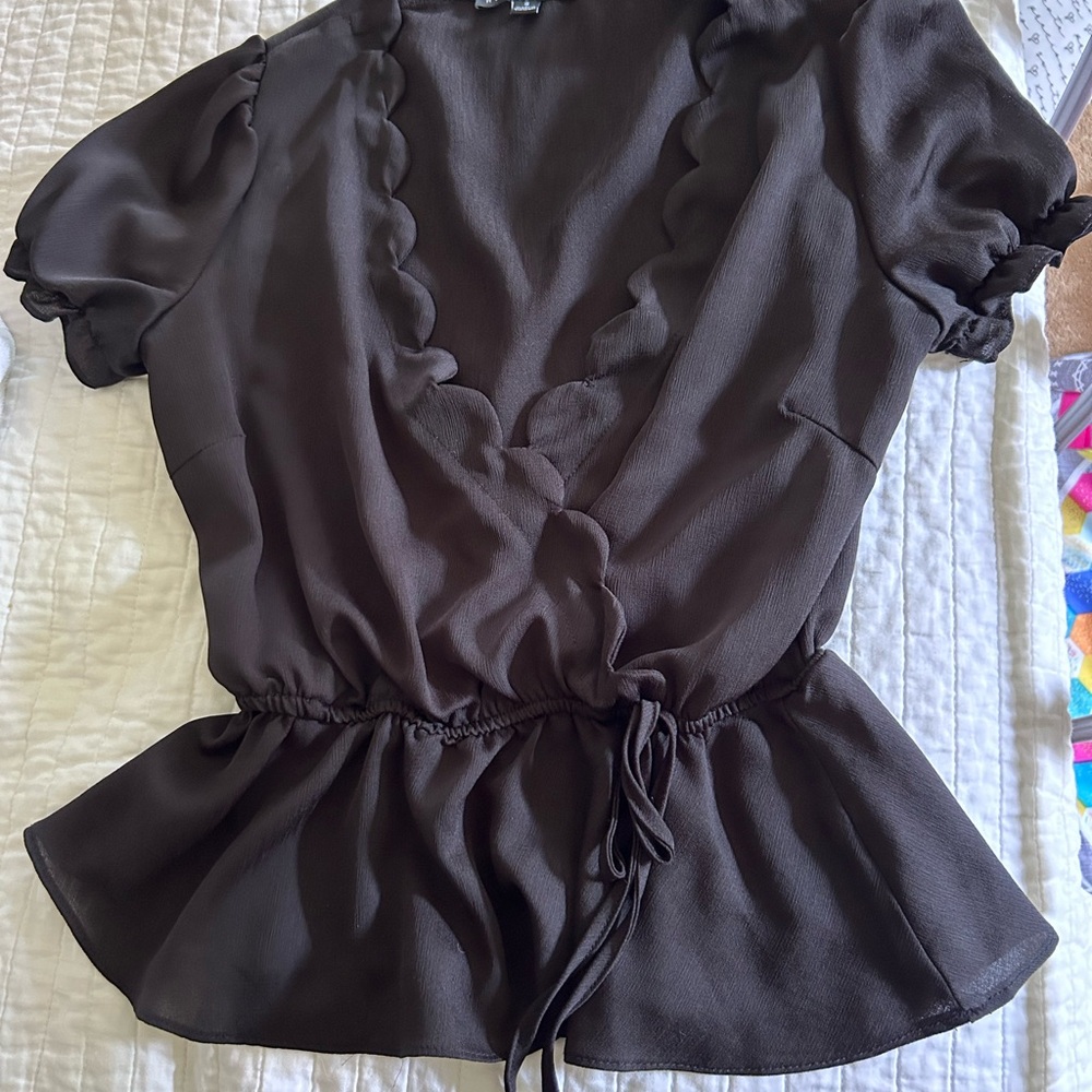 Haute Monde Black Scalloped Blouse
